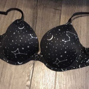 Pink moon and stars bra padded push-up